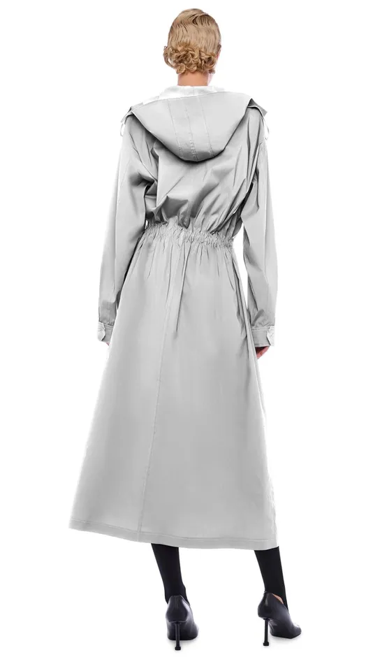 Norma Kamali Jackets LONG HOODED CARGO COAT Grey 8211 Clothing