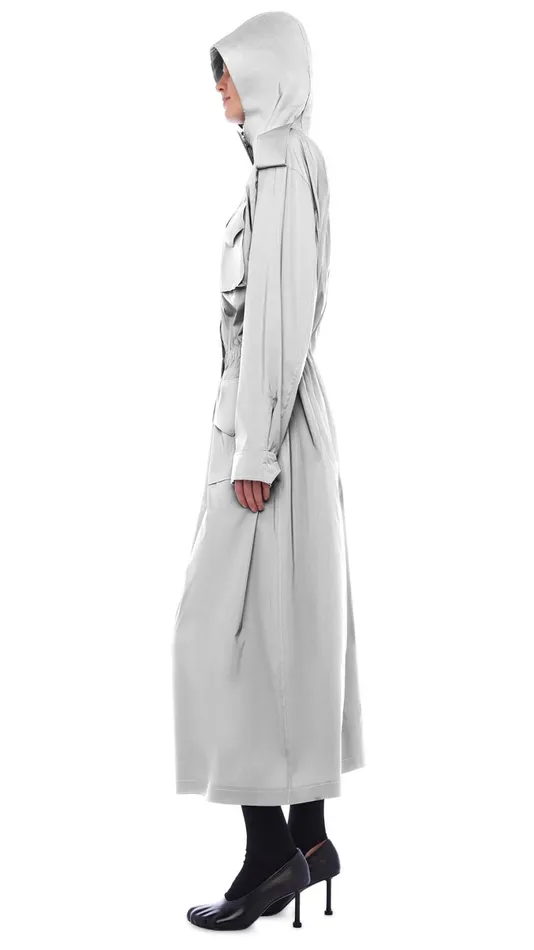 Norma Kamali Jackets LONG HOODED CARGO COAT Grey 8211 Clothing