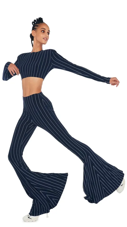 Norma Kamali Tops CROPPED SHOULDER PAD TOP True Navy Pinstripe 8211 Clothing Norma Kamali Tops CROPPED SHOULDER PAD TOP True Navy Pinstripe 8211 Clothing