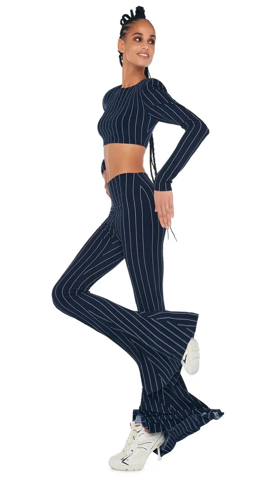 Norma Kamali Tops CROPPED SHOULDER PAD TOP True Navy Pinstripe 8211 Clothing Norma Kamali Tops CROPPED SHOULDER PAD TOP True Navy Pinstripe 8211 Clothing