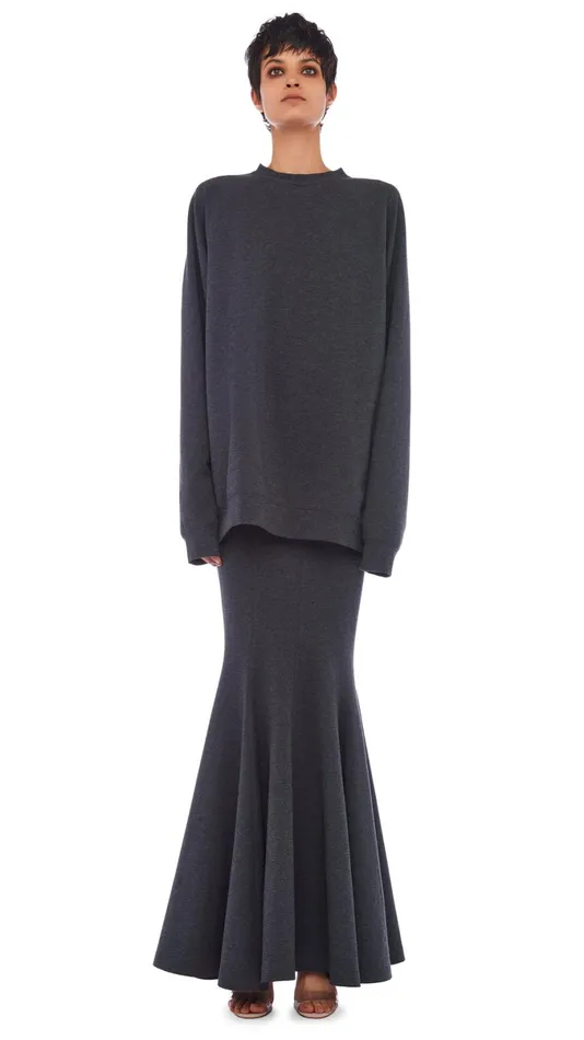 Norma Kamali Tops OS RAGLAN SLEEVE MINI DRESS Dark Heather Grey 8211 Clothing