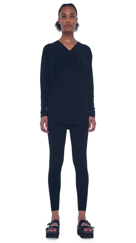 Norma Kamali Tops V NECK DOLMAN TOP Black 8211 Clothing