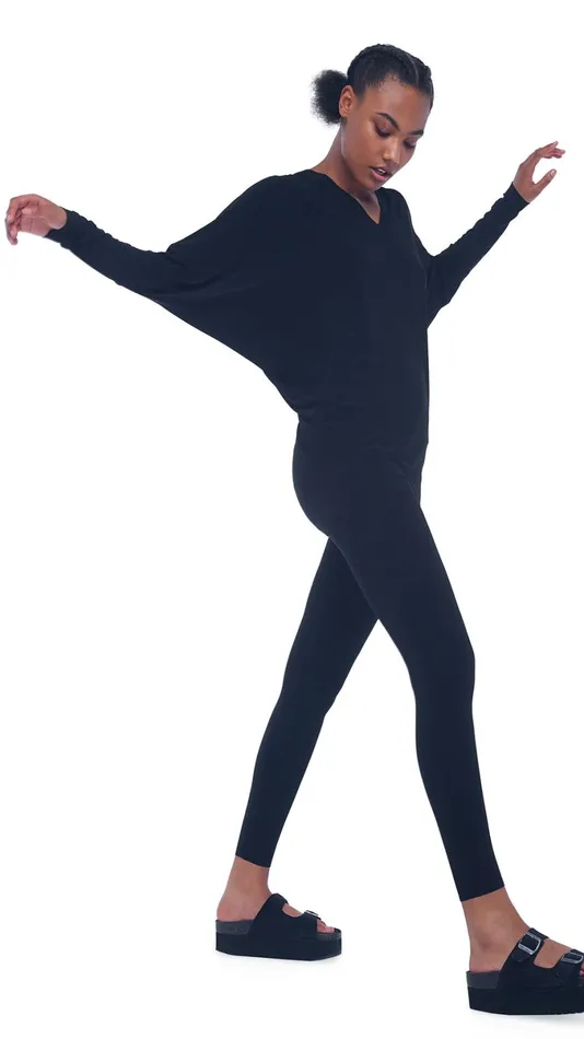 Norma Kamali Tops V NECK DOLMAN TOP Black 8211 Clothing