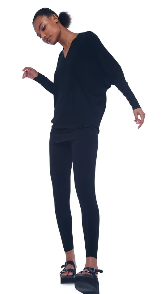 Norma Kamali Tops V NECK DOLMAN TOP Black 8211 Clothing