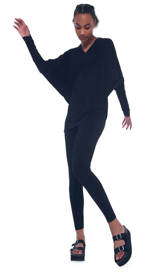 Norma Kamali Tops V NECK DOLMAN TOP Black 8211 Clothing