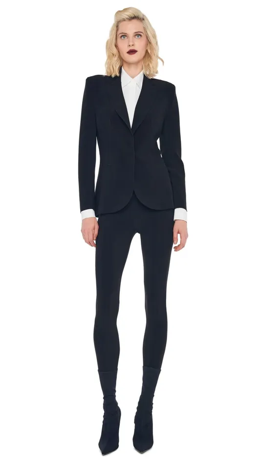 Norma Kamali Wardrobe LEGGING W FOOTIE WO WAISTBAND With CLASSIC SINGLE BREASTED JACKET 8211 Clothing