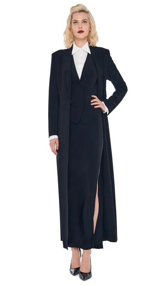 Norma Kamali Wardrobe SIDE SLIT LONG SKIRT With SINGLE BREASTED COAT 8211 Clothing