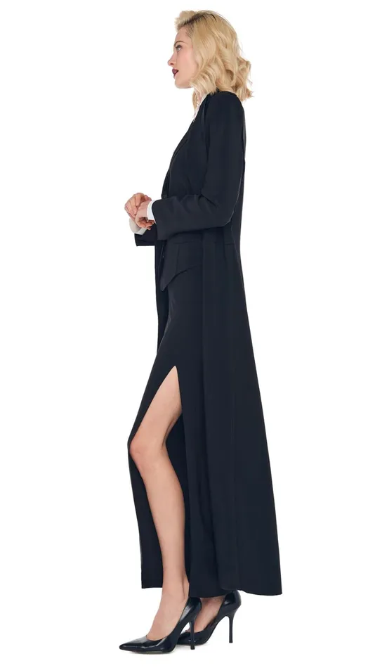 Norma Kamali Wardrobe SIDE SLIT LONG SKIRT With SINGLE BREASTED COAT 8211 Clothing Norma Kamali Wardrobe SIDE SLIT LONG SKIRT With SINGLE BREASTED COAT 8211 Clothing