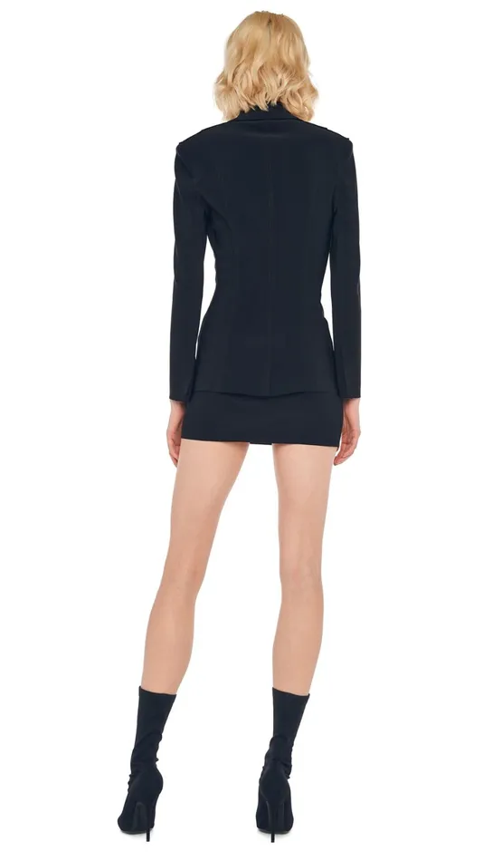 Norma Kamali Wardrobe STRAPLESS PICKLEBALL MINI DRESS With SINGLE BREASTED BOY FIT JACKET 8211 Clothing Norma Kamali Wardrobe STRAPLESS PICKLEBALL MINI DRESS With SINGLE BREASTED BOY FIT JACKET 8211 Clothing