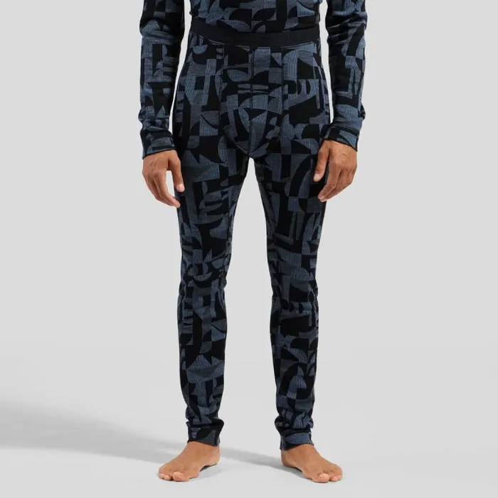 Odlo Base Layers The Natural Merino Warm Jacquard Base Layer Bottoms Provincial Blue 8211 Black 8211 Men