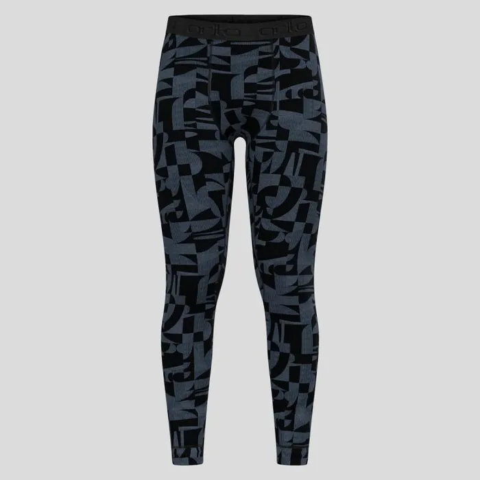 Odlo Base Layers The Natural Merino Warm Jacquard Base Layer Bottoms Provincial Blue 8211 Black 8211 Men