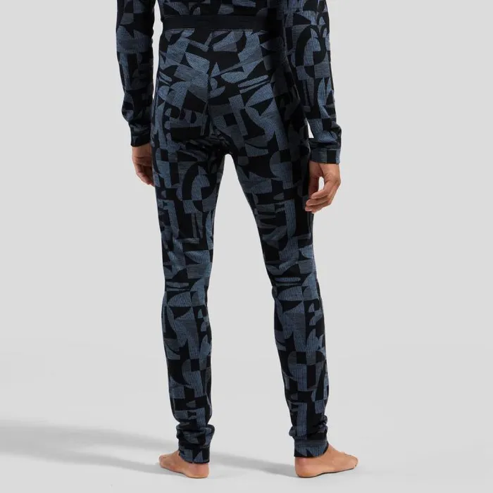 Odlo Base Layers The Natural Merino Warm Jacquard Base Layer Bottoms Provincial Blue 8211 Black 8211 Men