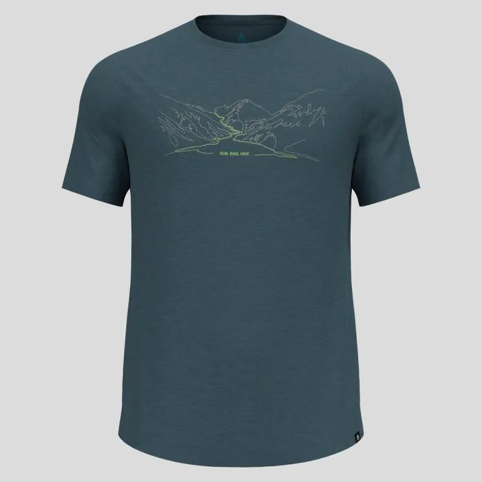 Odlo Tshirts and Polos Ascent Performance Wool 130 Run Bike Hike TShirt Dark Slate Melange 8211 Men