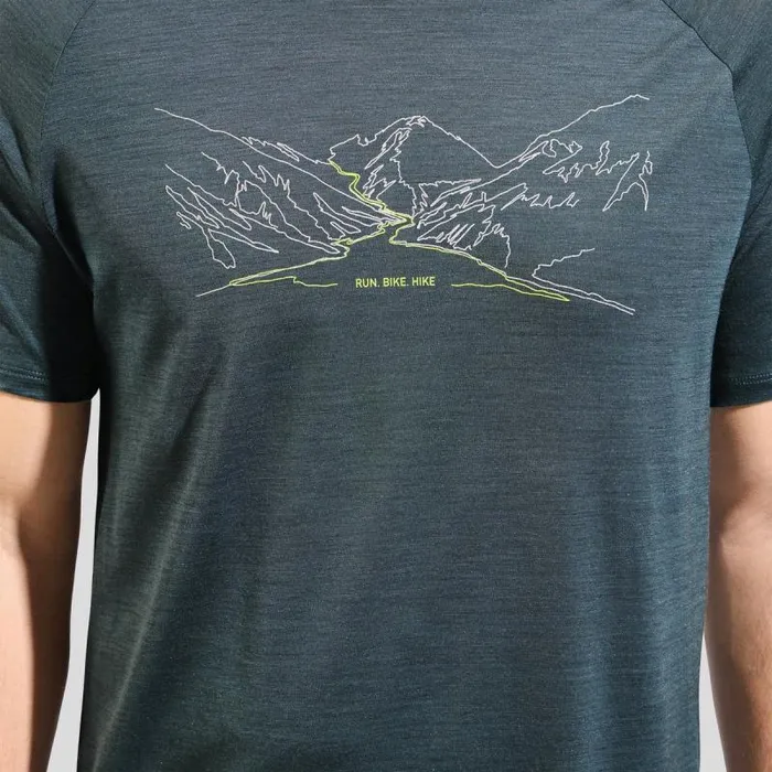 Odlo Tshirts and Polos Ascent Performance Wool 130 Run Bike Hike TShirt Dark Slate Melange 8211 Men