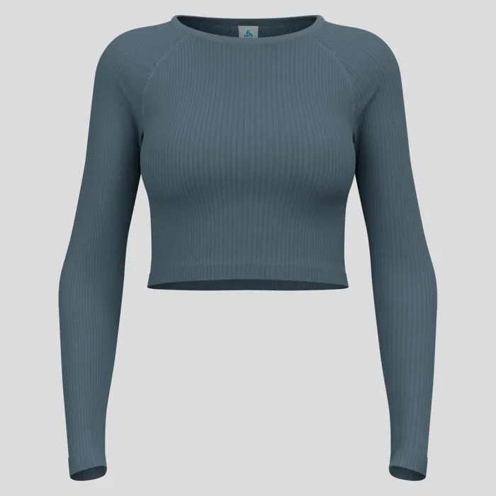 Odlo Tshirts and Polos The Active 365 Seamless Cropped Long Sleeve Training Shirt Dark Slate 8211 Women