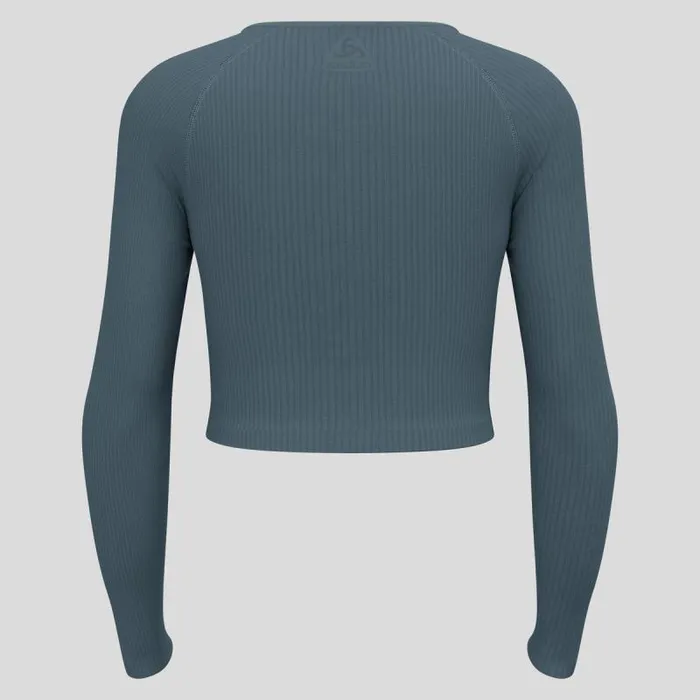 Odlo Tshirts and Polos The Active 365 Seamless Cropped Long Sleeve Training Shirt Dark Slate 8211 Women