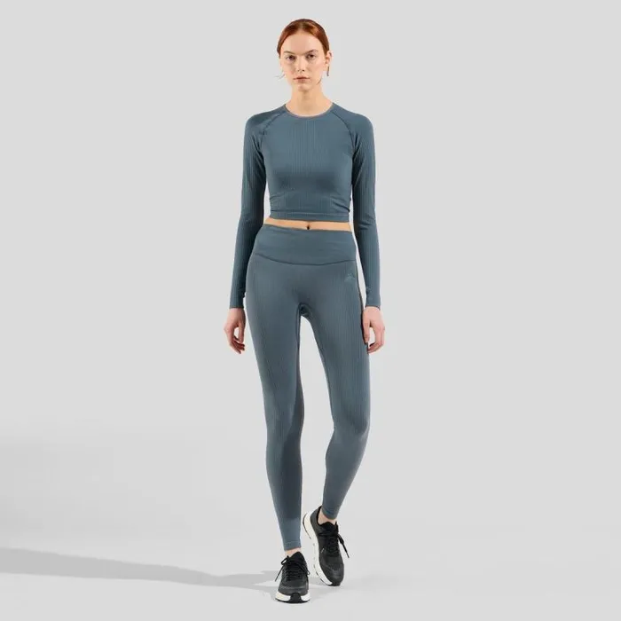 Odlo Tshirts and Polos The Active 365 Seamless Cropped Long Sleeve Training Shirt Dark Slate 8211 Women