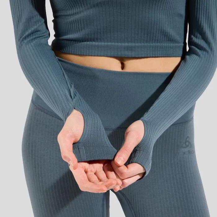 Odlo Tshirts and Polos The Active 365 Seamless Cropped Long Sleeve Training Shirt Dark Slate 8211 Women