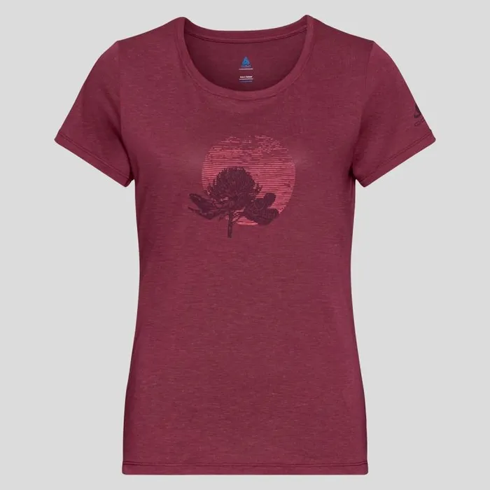 Odlo Tshirts and Polos The Halden Print TShirt Raspberry Fudge 8211 Women