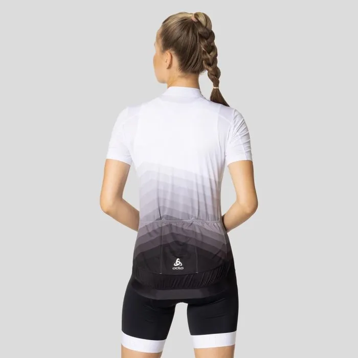 Odlo Tshirts and Polos The Zeroweight ChillTec Aero Print Jersey White 8211 Black 8211 Women