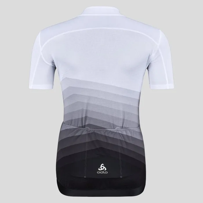 Odlo Tshirts and Polos The Zeroweight ChillTec Aero Print Jersey White 8211 Black 8211 Women