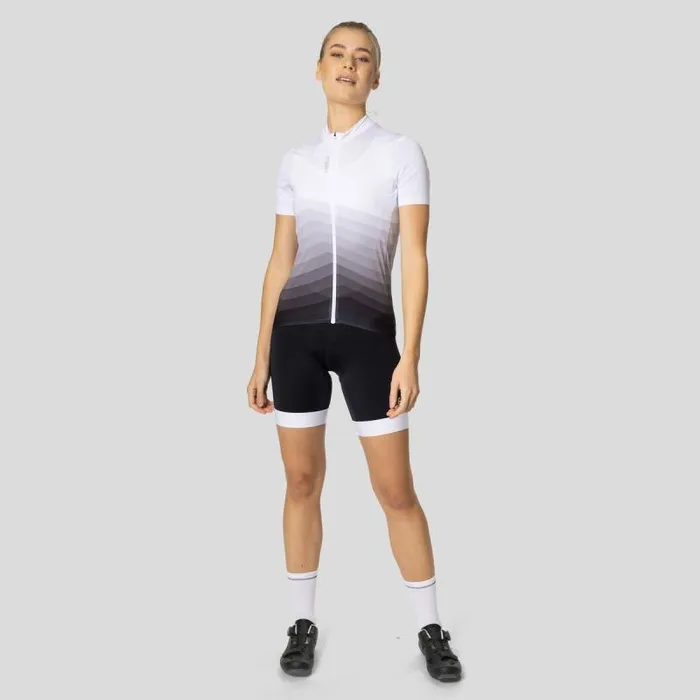 Odlo Tshirts and Polos The Zeroweight ChillTec Aero Print Jersey White 8211 Black 8211 Women