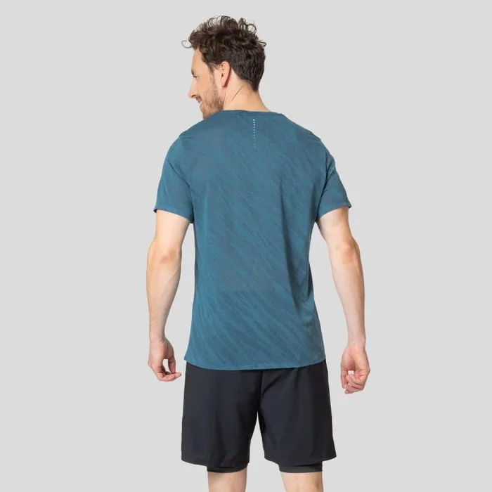 Odlo Tshirts and Polos The Zeroweight Engineered ChillTec Running TShirt Saxony Blue Melange 8211 Men