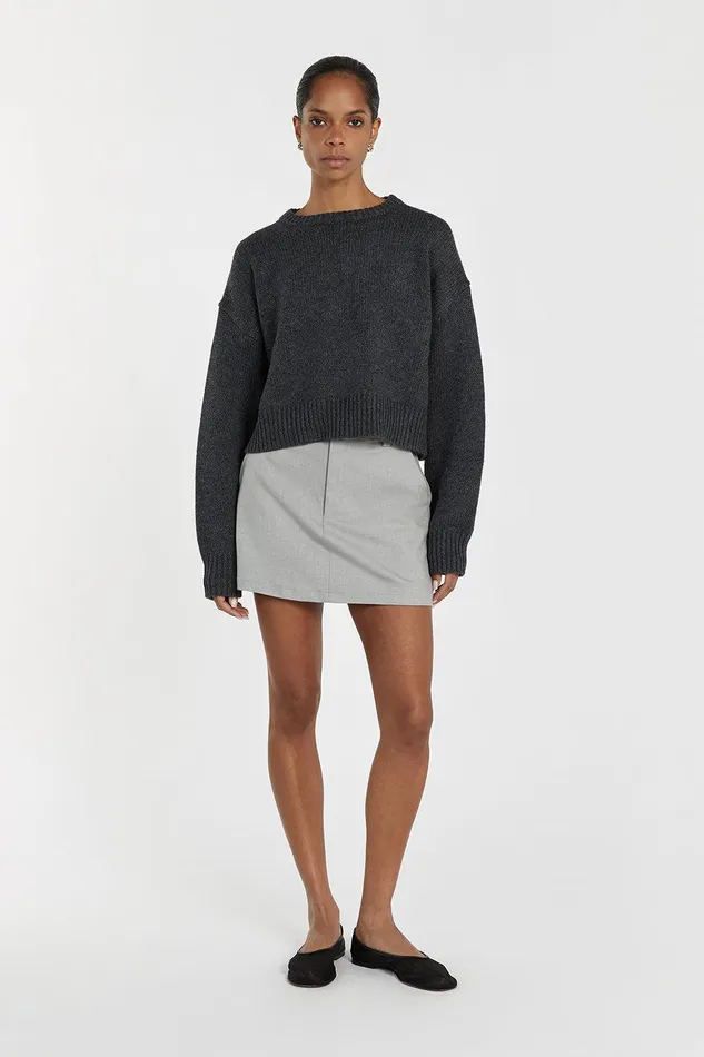 OLIVER CHARCOAL MARLE KNIT JUMPER Women DISSH Long Sleeved