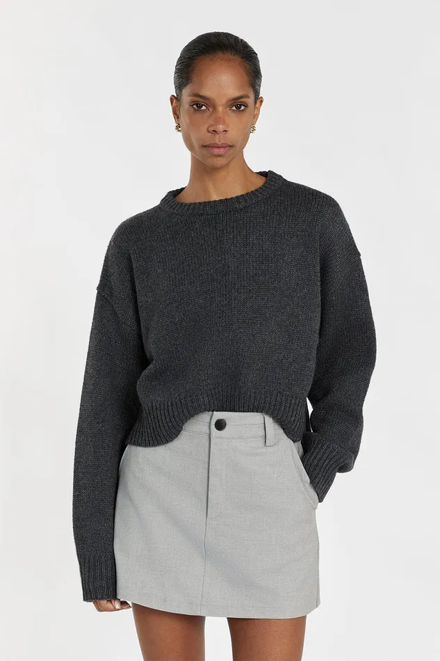 OLIVER CHARCOAL MARLE KNIT JUMPER Women DISSH Long Sleeved