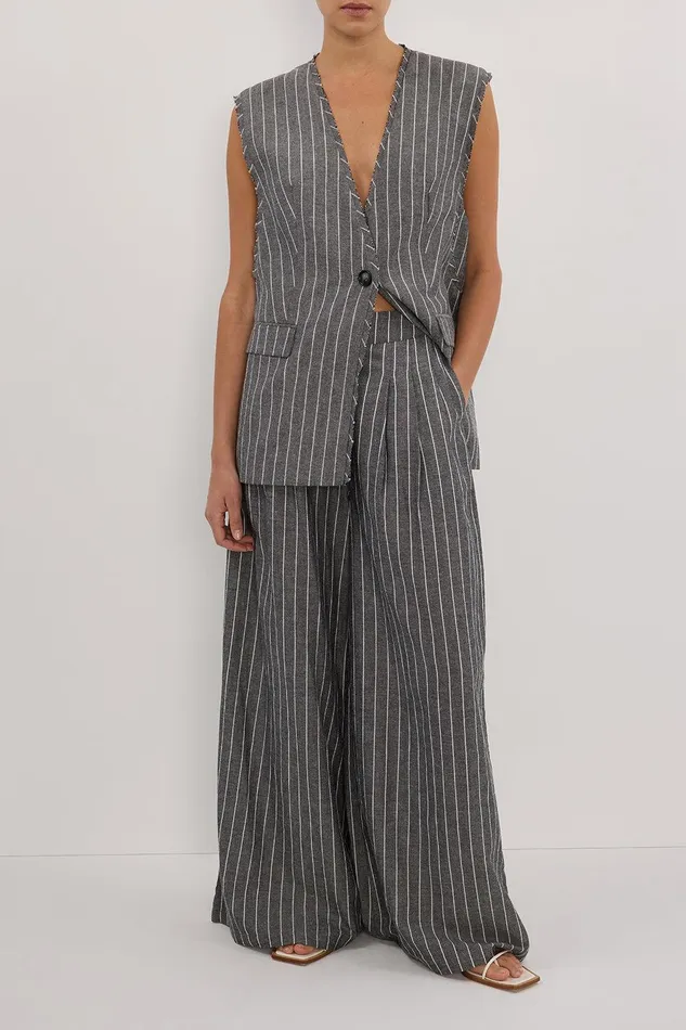 OLLIE SLATE STRIPE WIDE LEG PANT Women DISSH Pants