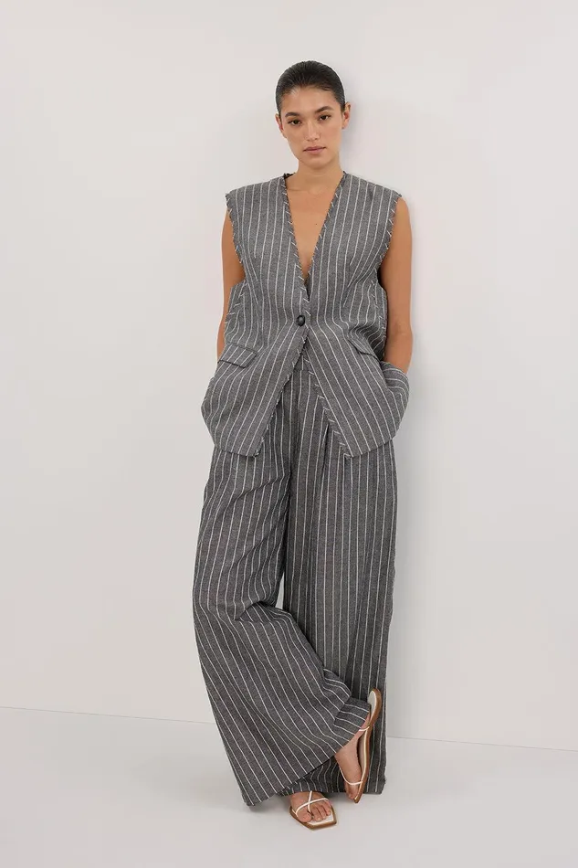 OLLIE SLATE STRIPE WIDE LEG PANT Women DISSH Pants