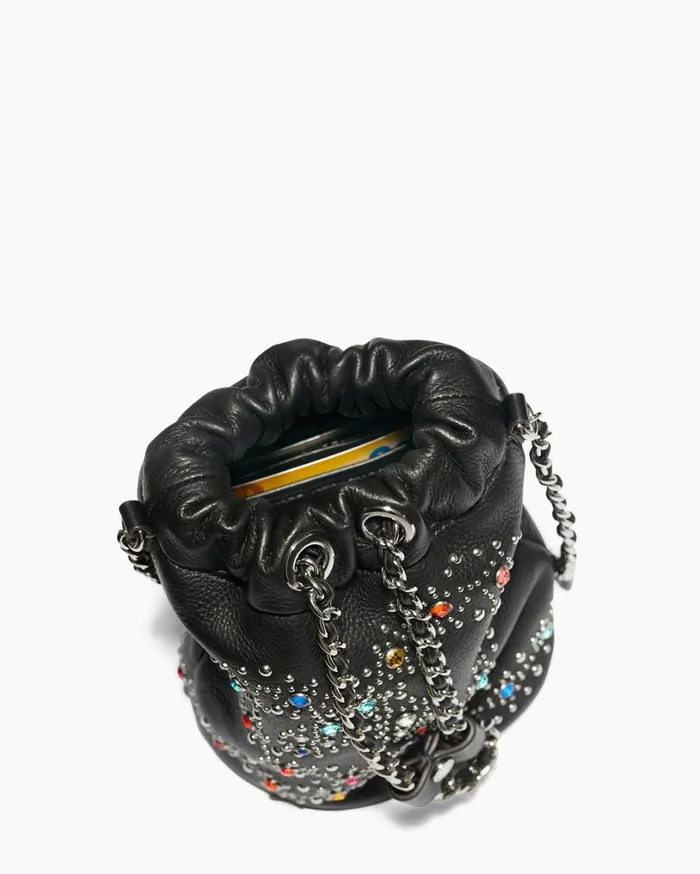 Outta Here Novelty Drawstring Pouch Black Snake Studs Women Aimee Kestenberg Clutches