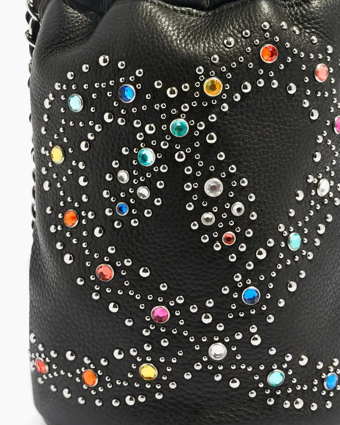 Outta Here Novelty Drawstring Pouch Black Snake Studs Women Aimee Kestenberg Clutches