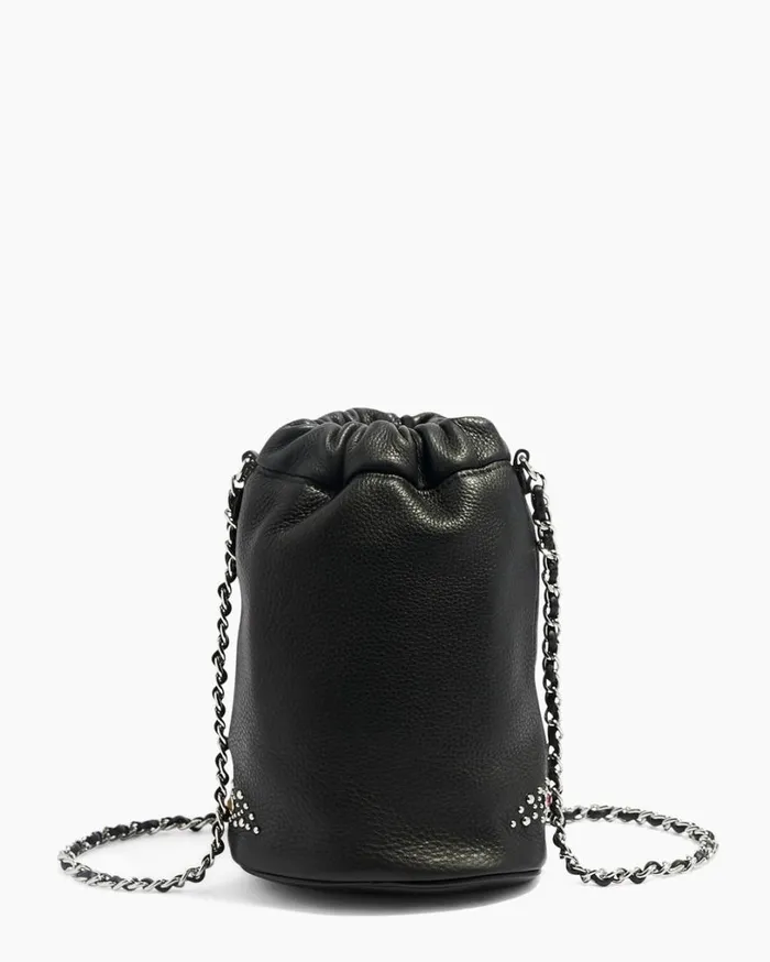 Outta Here Novelty Drawstring Pouch Black Snake Studs Women Aimee Kestenberg Clutches
