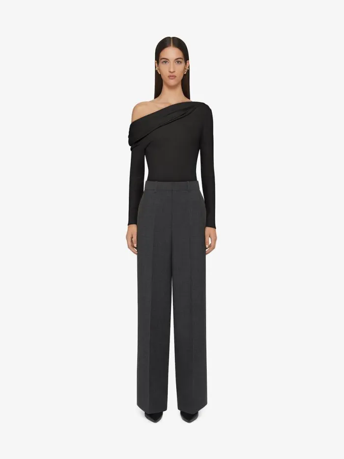 Oversized Tailored Pants In Wool Grey Mix Women Givenchy Pants and Shorts