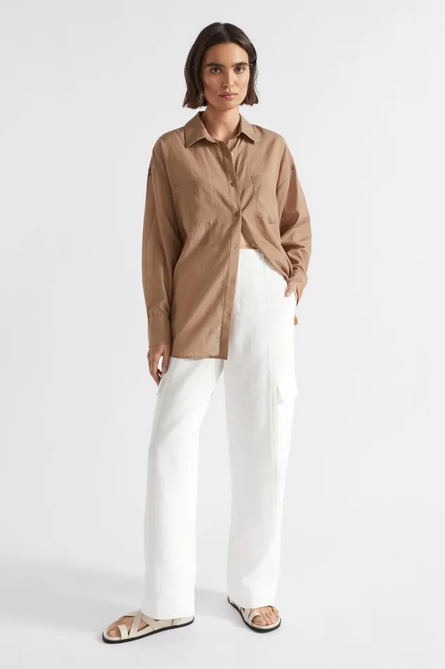 Pants Woman Seed Heritage Linen Cargo Pant Cloud Cream