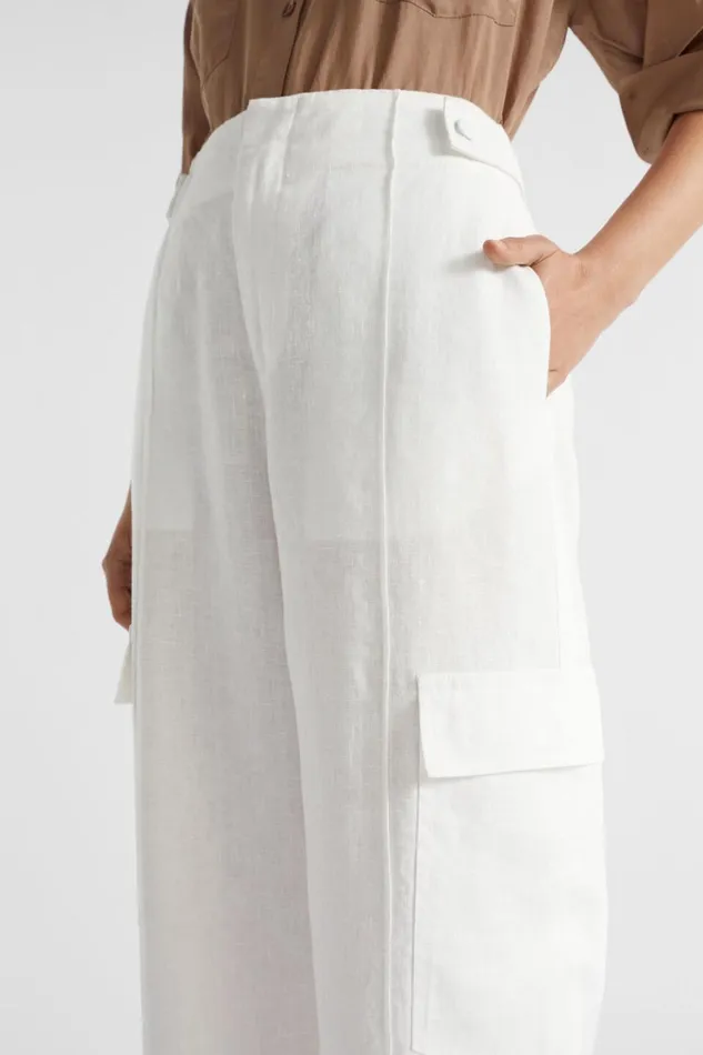 Pants Woman Seed Heritage Linen Cargo Pant Cloud Cream