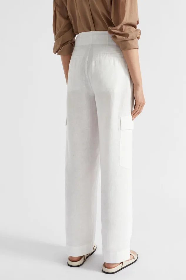 Pants Woman Seed Heritage Linen Cargo Pant Cloud Cream