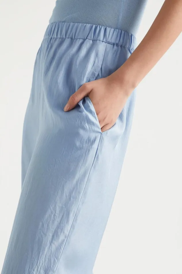 Pants Woman Seed Heritage Satin Wide Leg Trouser Bluebell