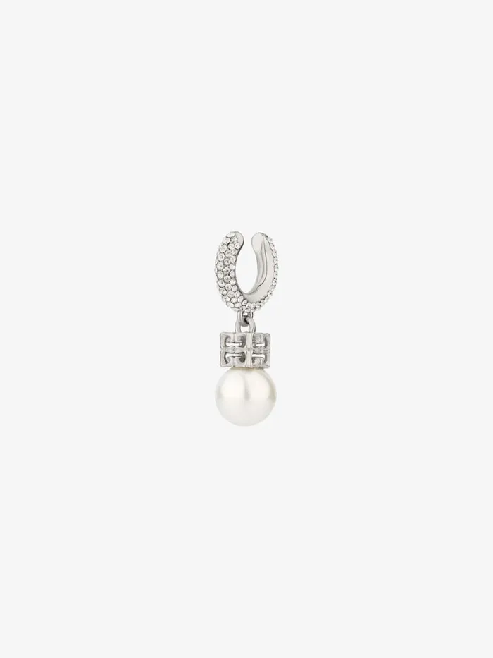 Pearl Earcuff In Metal With Crystals Whitesilvery Women Givenchy Jewelry