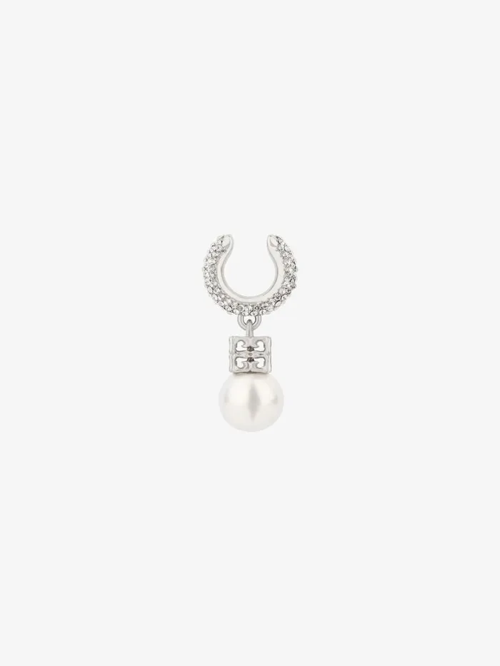Pearl Earcuff In Metal With Crystals Whitesilvery Women Givenchy Jewelry