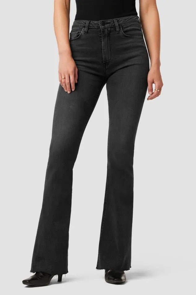 Petite Inseams Women Hudson Jeans Holly HighRise Flare Petite Jean Washed Black