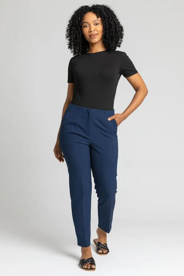 Petite Soft Jersey Cropped Tapered Trouser Women Roman Trousers