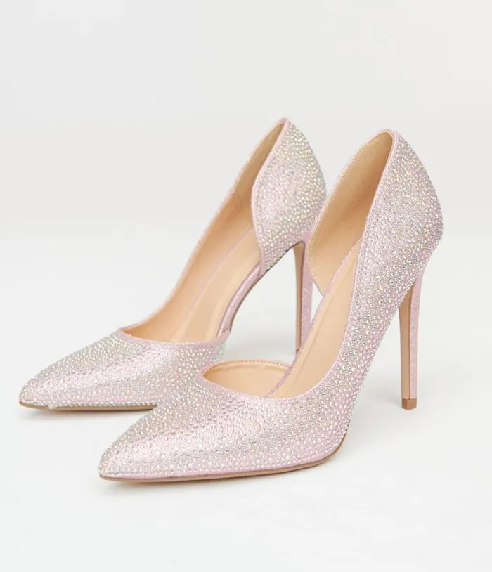 Pink Rhinestone Stiletto Pumps Shoes Unique Vintage Heels