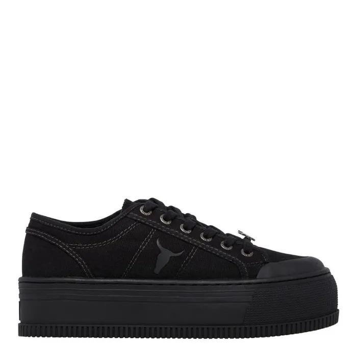Platform Sneakers Women Windsor Smith DEALBREAKER BLACK CANVAS SNEAKERS