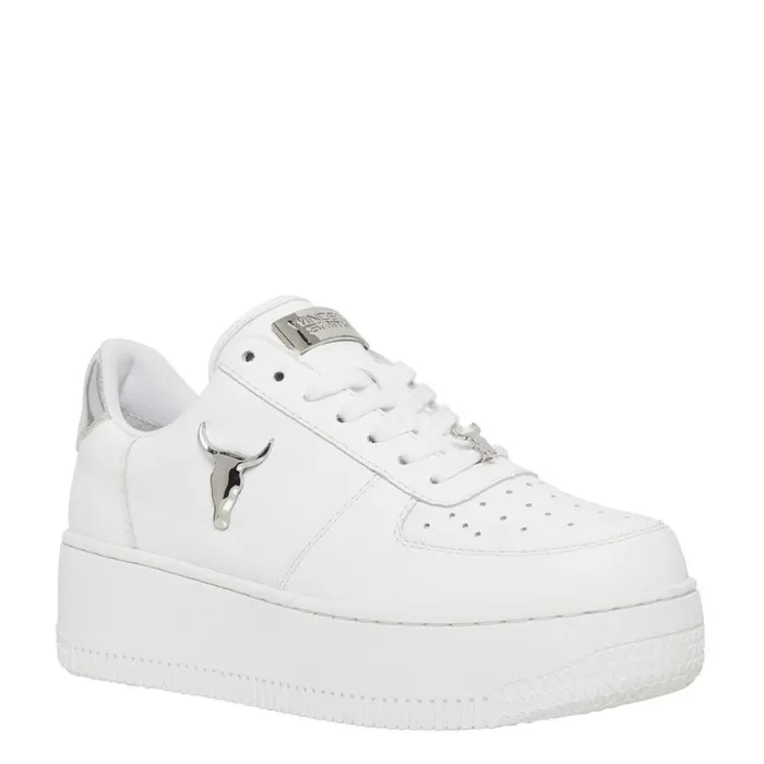 Platform Sneakers Women Windsor Smith RICH WHITE LEATHER SILVER METALLIC SNEAKERS Platform Sneakers Women Windsor Smith RICH WHITE LEATHER SILVER METALLIC SNEAKERS