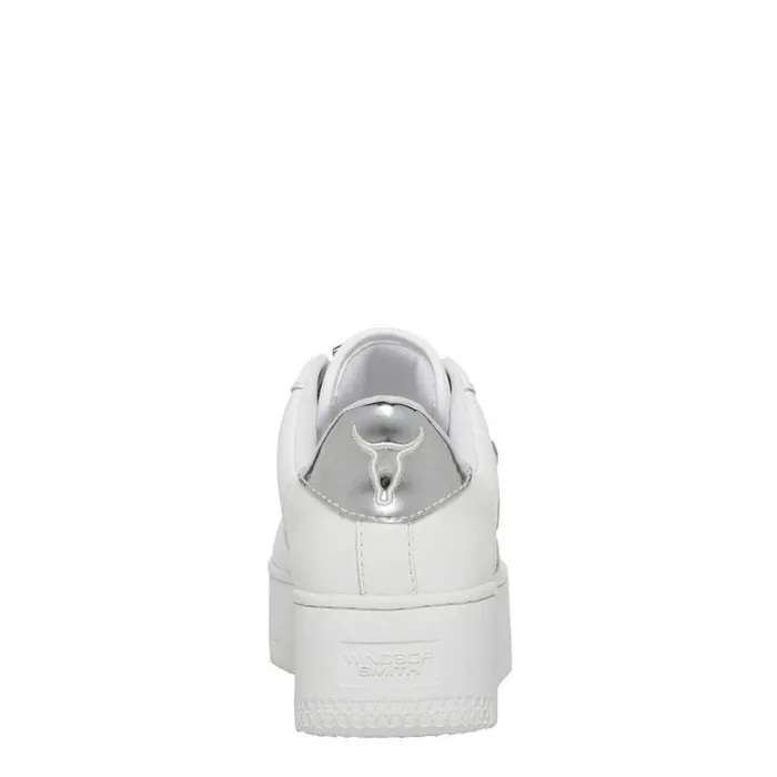 Platform Sneakers Women Windsor Smith RICH WHITE LEATHER SILVER METALLIC SNEAKERS Platform Sneakers Women Windsor Smith RICH WHITE LEATHER SILVER METALLIC SNEAKERS