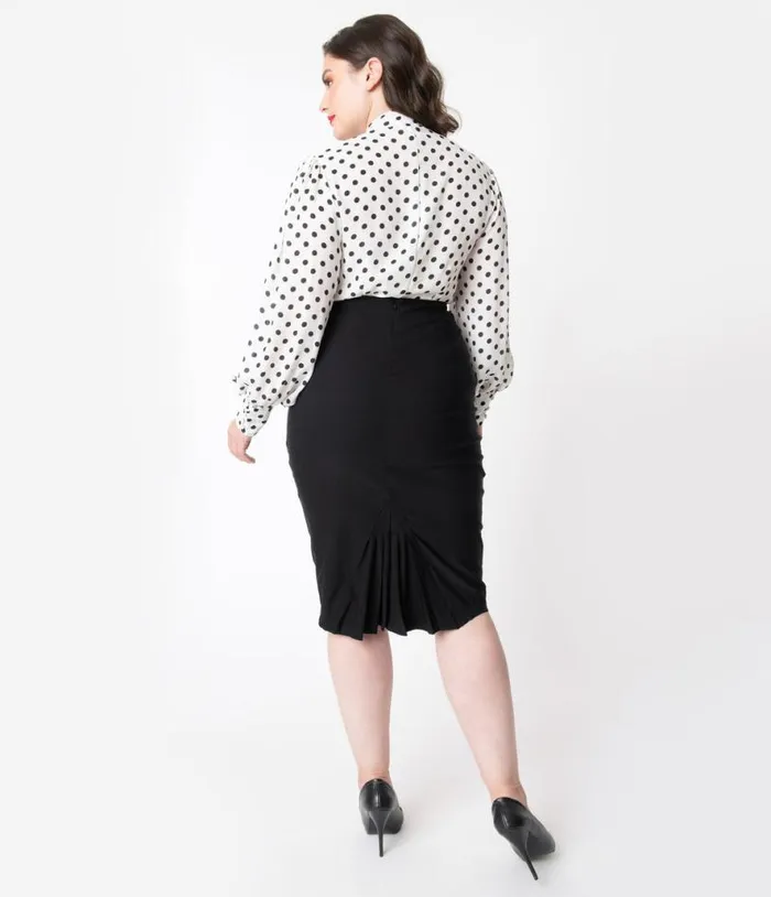 Plus Size 1950s Black High Waist Tracy Wiggle Skirt ClothingPlus Unique Vintage Skirts