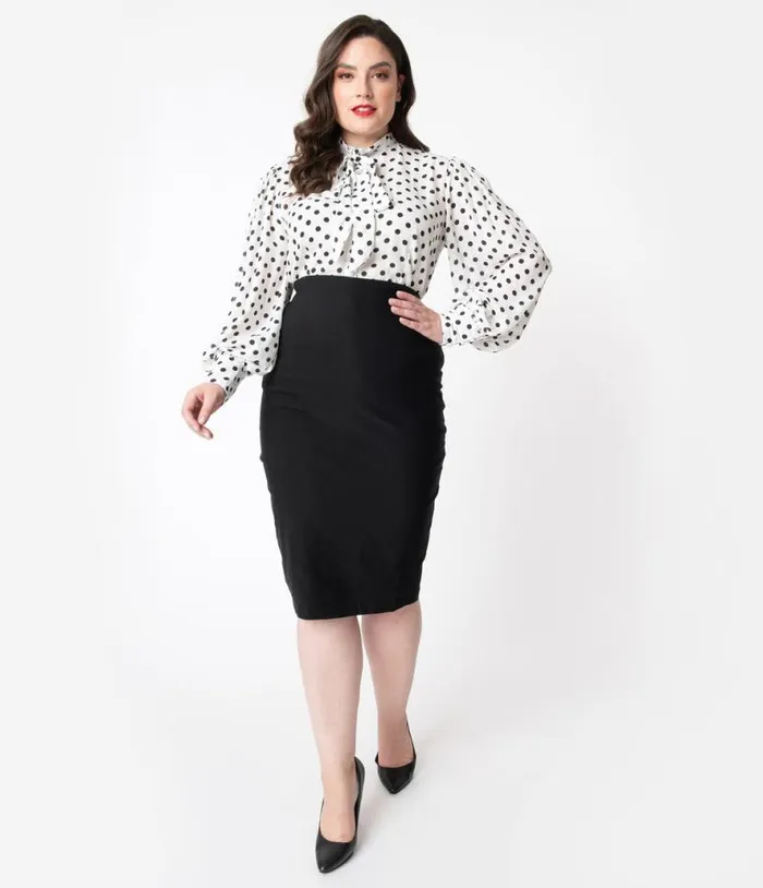 Plus Size 1950s Black High Waist Tracy Wiggle Skirt ClothingPlus Unique Vintage Skirts
