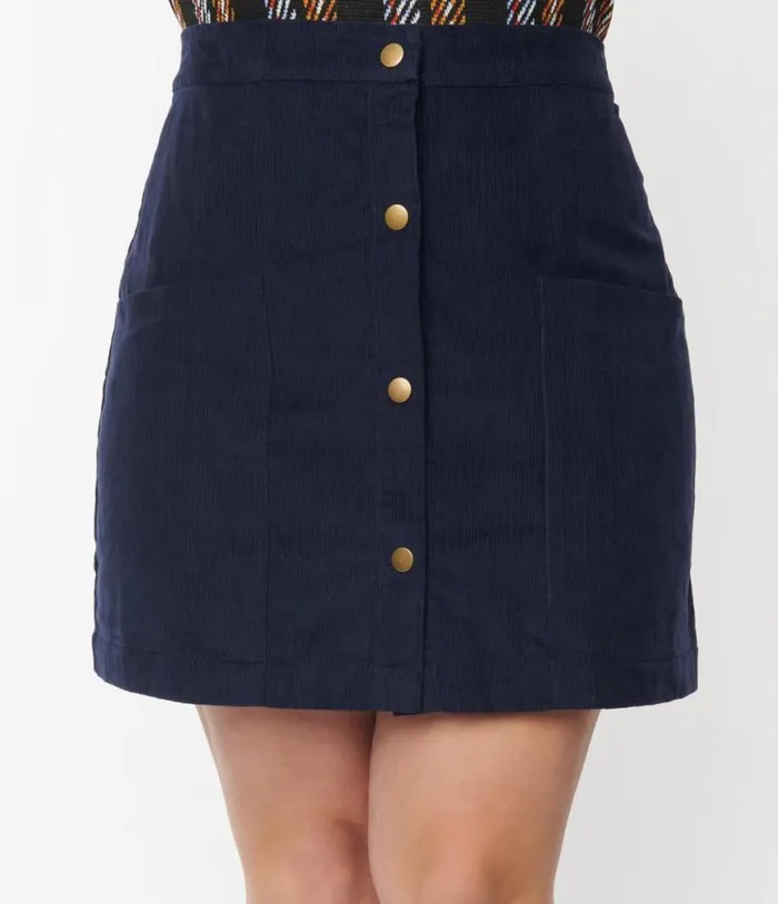 Plus Size 1970s Navy Moxy Skirt ClothingPlus Unique Vintage Skirts
